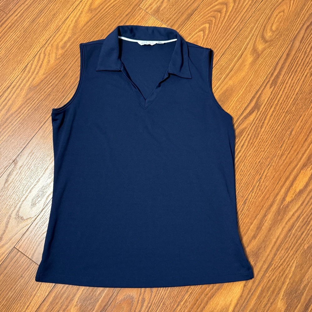 Lady Hagen Essentials Womens Navy Blue Sleeveless Golf Polo Shirt Size M